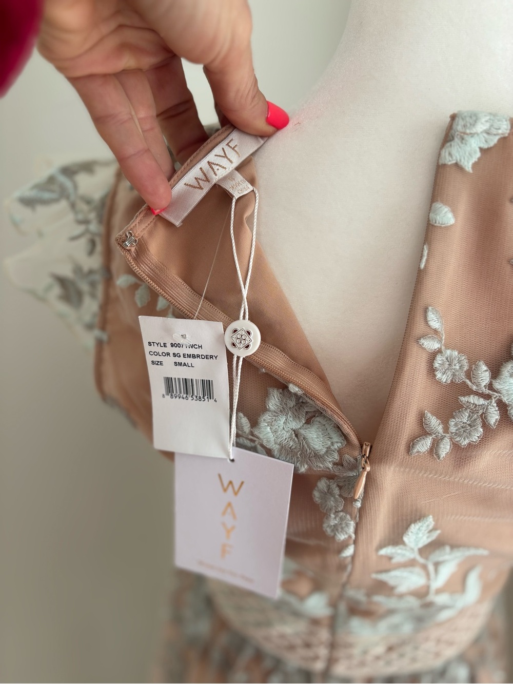 WAYF Oakley Sheer Embroidered V-Neck Maxi Dress - Picture 7 of 7
